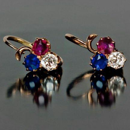 Boucles d'oreilles vintage en verre rond coloré