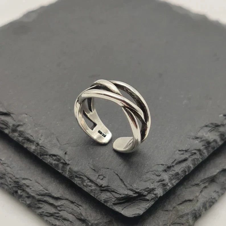 Bague ajustable en argent massif
