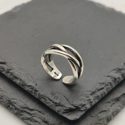 Bague ajustable en argent massif