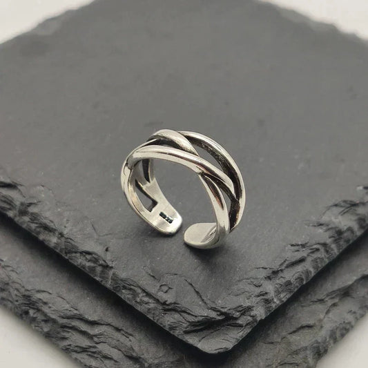 Bague ajustable en argent massif