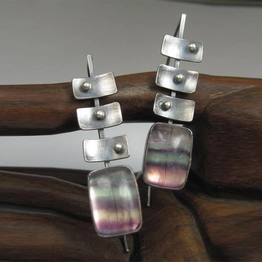 Boucles d'oreilles bohèmes couleur délavée en argent