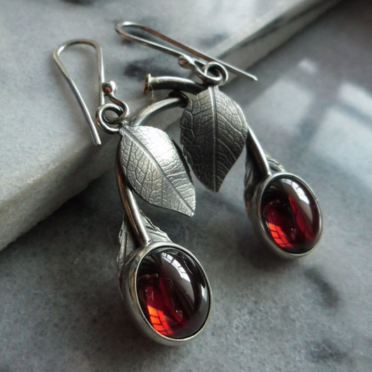 Boucles d'oreilles bohèmes avec cristaux rouges