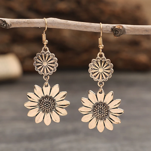 Boucles d'oreilles vintage tournesol