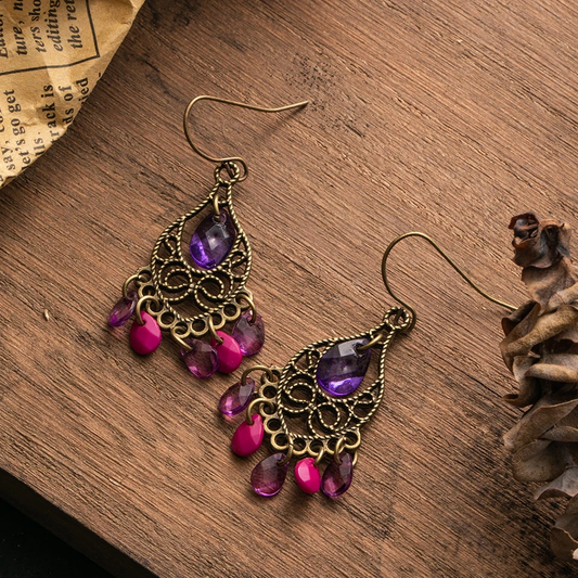 Boucles d'oreilles vintage mandala violettes