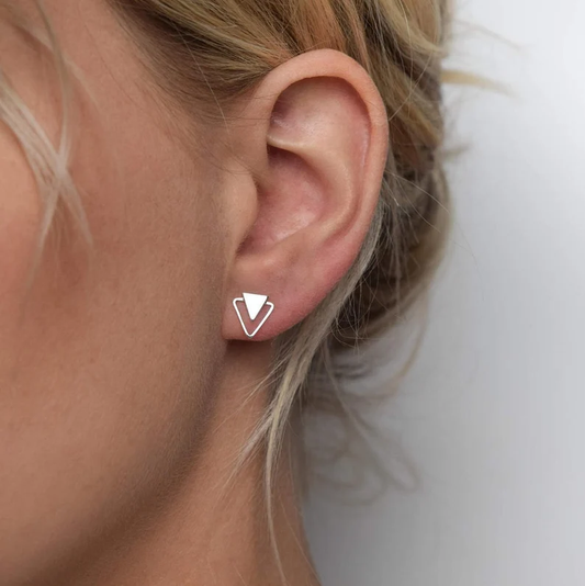 Boucles d'oreilles vintage triangulaires en argent