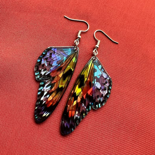 Boucles d'oreilles vintage papillon aux ailes colorées