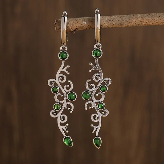 Boucles d'oreilles vintage en zircone verte et argent