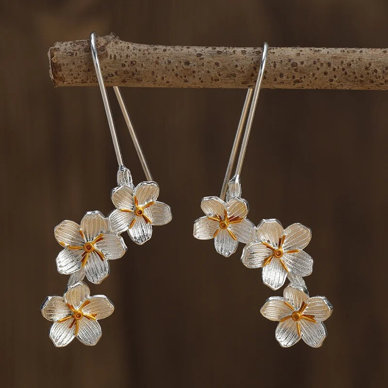 Boucles d'oreilles vintage marguerite en argent