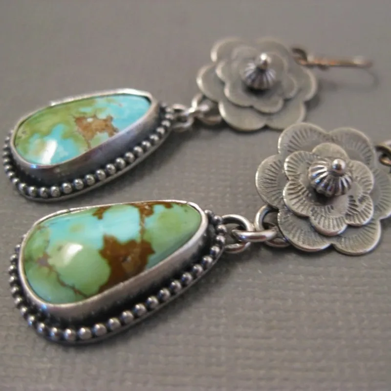 Boucles d'oreilles vintage en turquoise ancienne