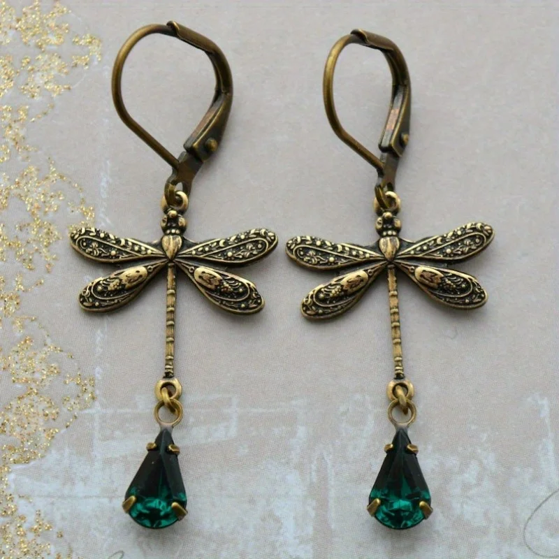 Boucles d'oreilles vintage libellule dorée