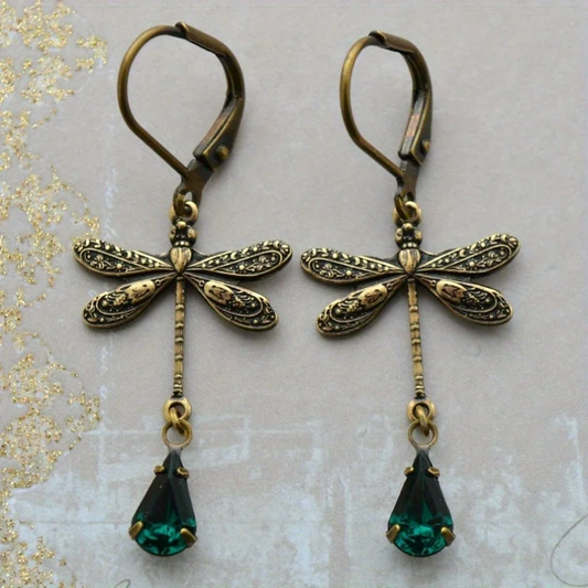 Boucles d'oreilles vintage libellule dorée
