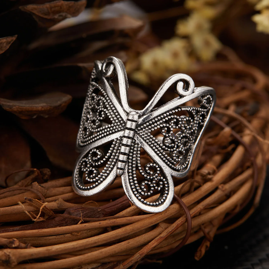 Bague vintage papillon en argent