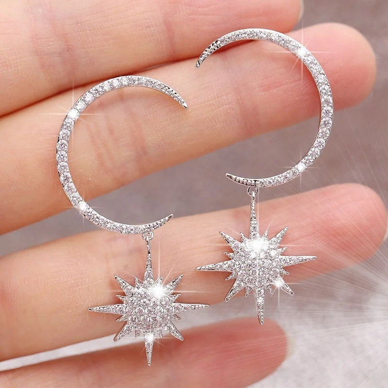 Boucles d'oreilles vintage lune et étoile