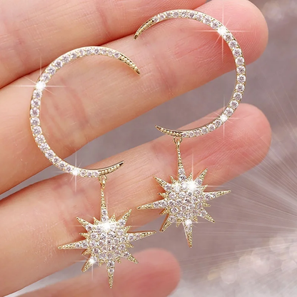 Boucles d'oreilles vintage lune et étoile