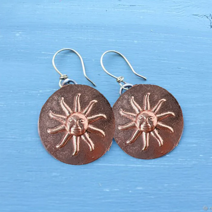 Boucles d'oreilles vintage soleil rond marron