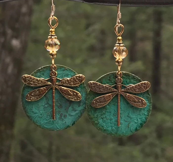 Boucles d'oreilles vintage libellule dorées