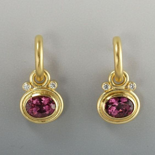 Boucles d'oreilles vintage en grenat et zircone dorées