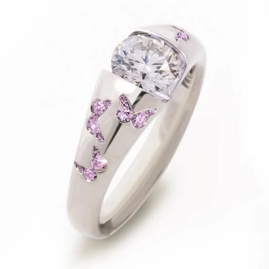 Bague vintage papillon violet en zircone