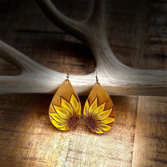 Boucles d'oreilles vintage réalistes en forme de tournesol