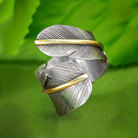Bague vintage spirale feuille d'argent