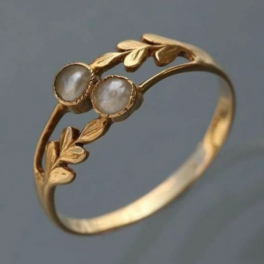 Bague vintage en or avec double pierre de lune