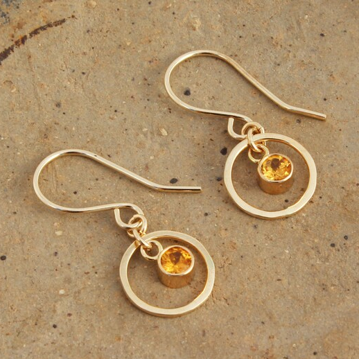 Boucles d'oreilles vintage en zircone orange et or