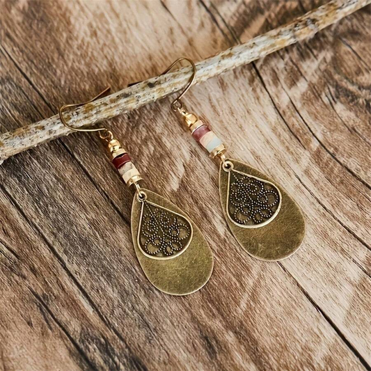 Boucles d'oreilles vintage marron en forme de goutte