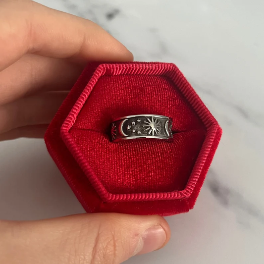 Bague vintage soleil et lune