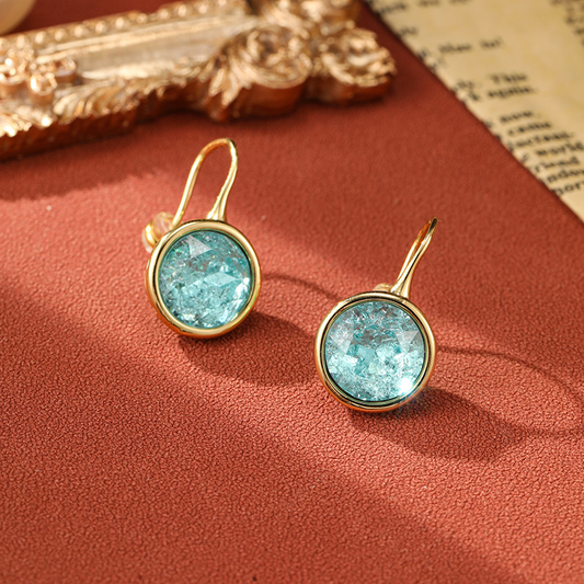 Vintage Rounded Inlaid Crystal Earrings-Lydieannejewelry