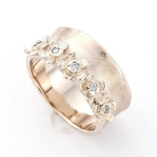 Vintage Inlaid Flower Golden Plated Ring-Lydieannejewelry