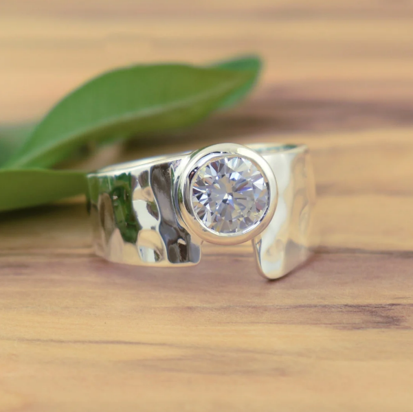 Vintage Inlaid Silver Glass Ring-Lydieannejewelry