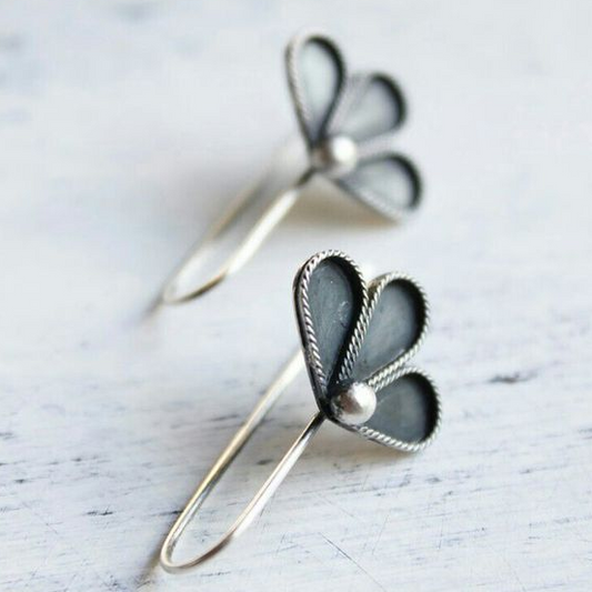 Boucles d'oreilles vintage lotus noir