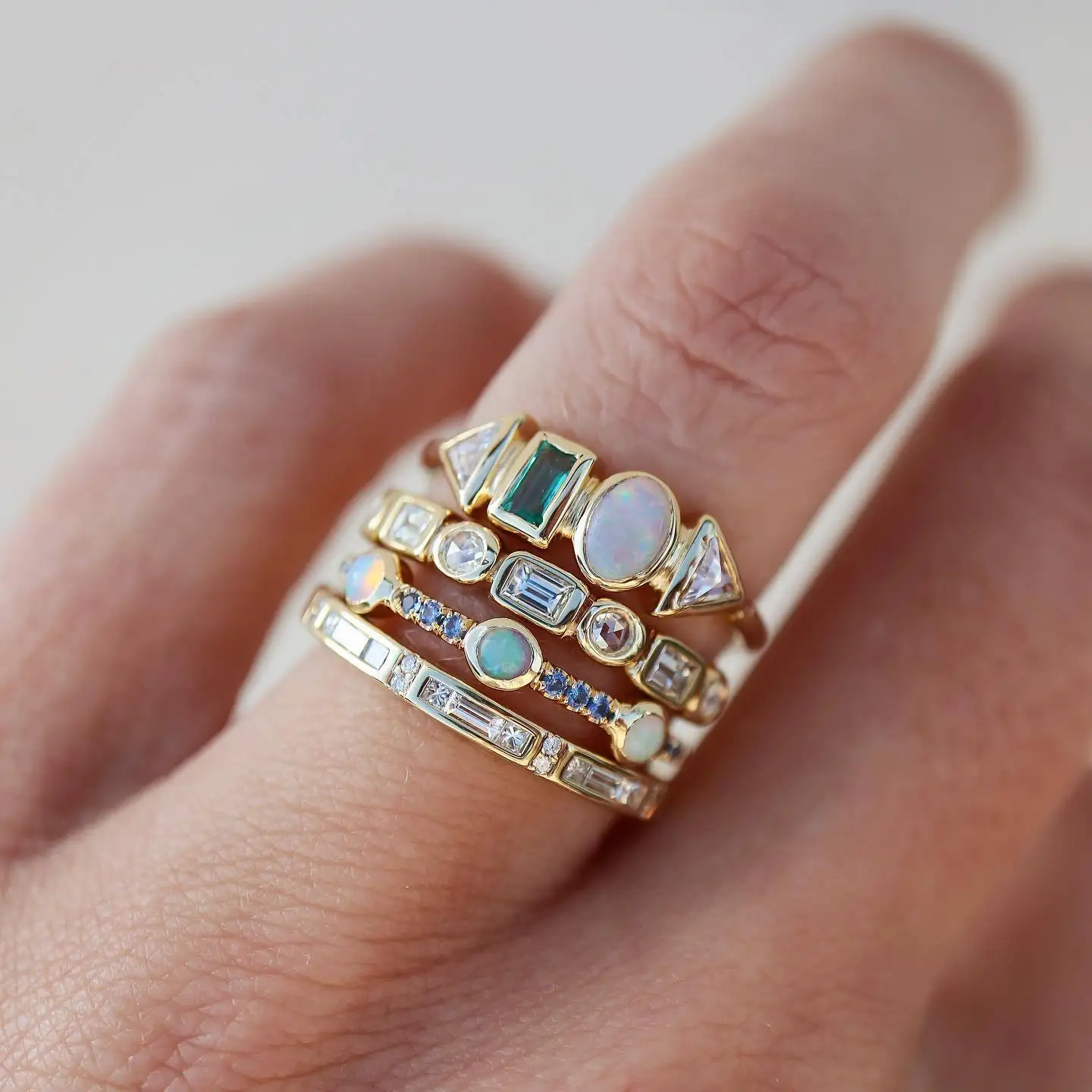 Vintage Opal & Zirconia Ring Set-Lydieannejewelry