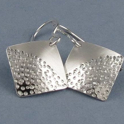 Vintage Silver Plated Square Earrings-Lydieannejewelry