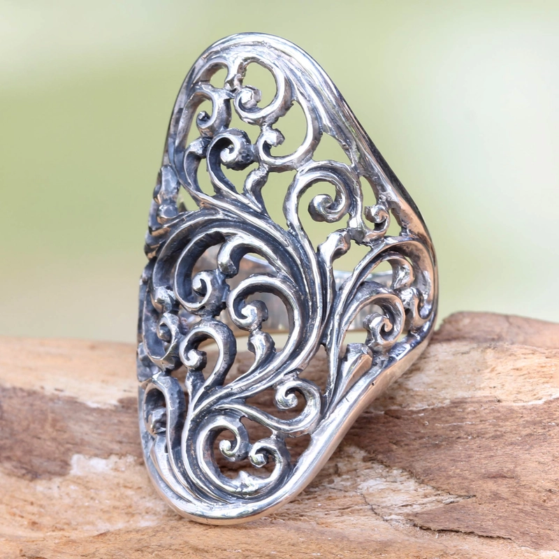 Vintage Silver Hollow Ring-Lydieannejewelry