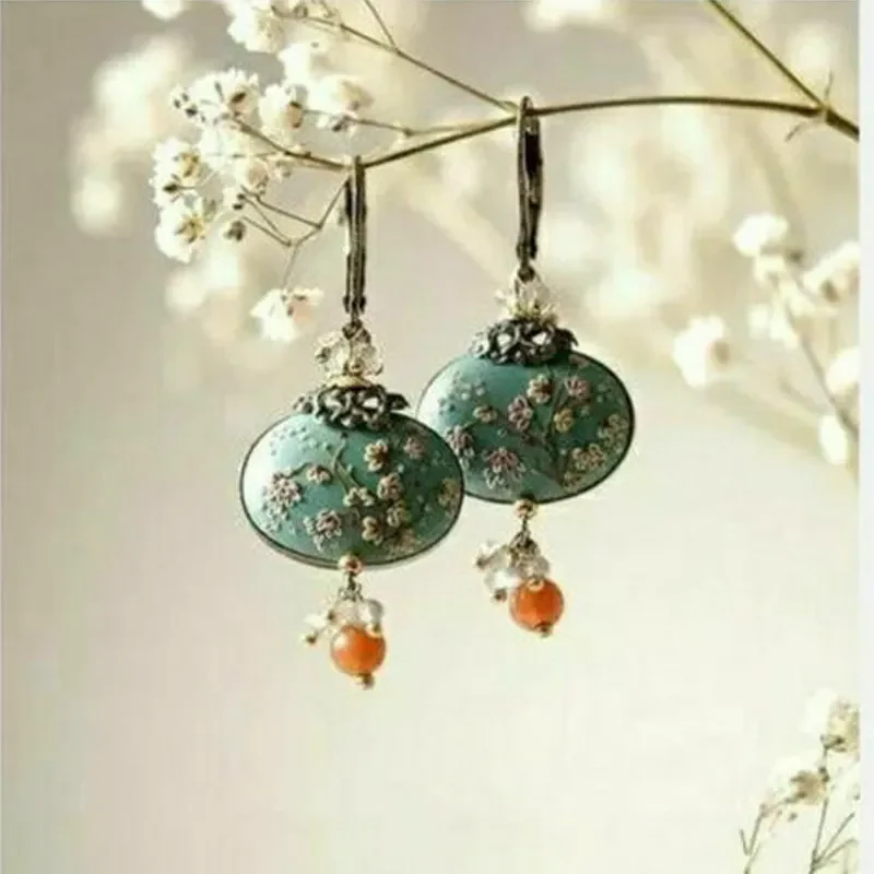 Boucles d'oreilles vintage Green Blossom