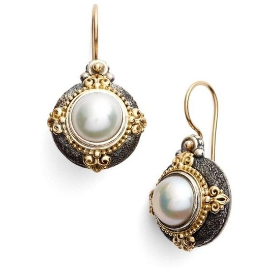 Boucles d'oreilles vintage incrustées de perles dorées - Lydieannejewelry