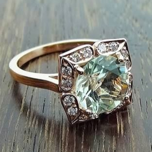 Bague carrée vintage en verre brillant - Lydieannejewelry