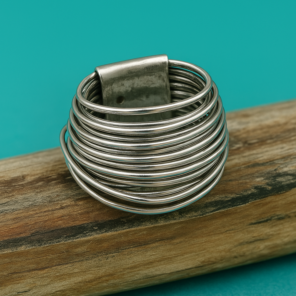 Bague vintage superposée en argent