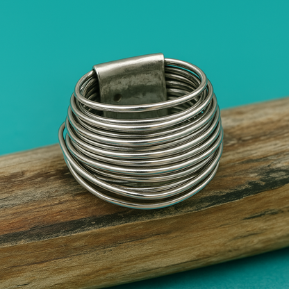 Bague vintage superposée en argent