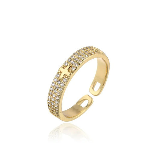 Bague ajustable Gold Sparkling Faith - Lydieannejewelry