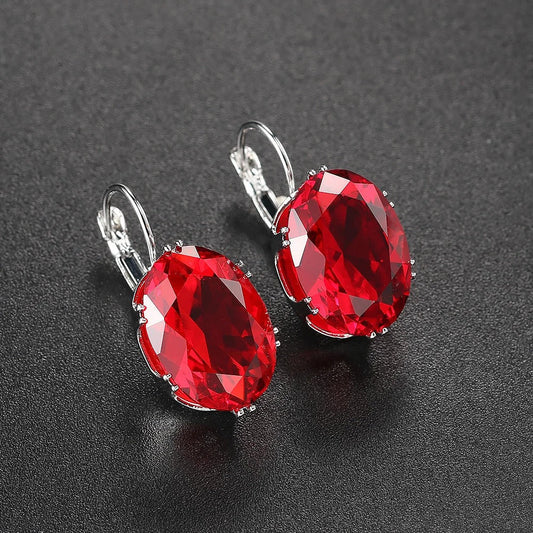 Boucles d'oreilles classiques en pierres précieuses rouges - Lydieannejewelry