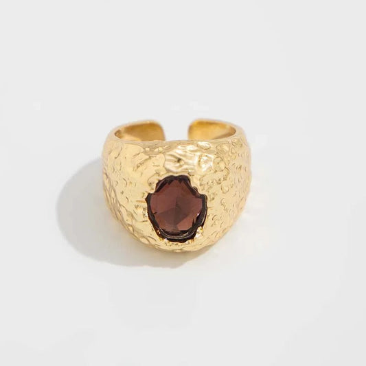 Bague ajustable martelée en or brun foncé - Lydieannejewelry