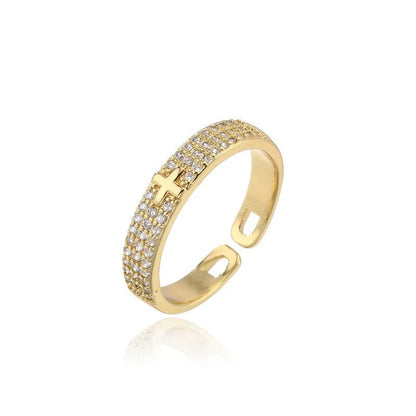 Bague ajustable Gold Sparkling Faith - Lydieannejewelry