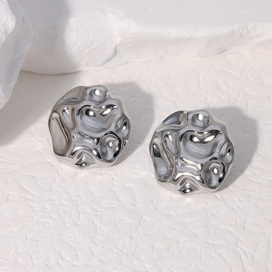 Boucles d'oreilles abstraites en argent à texture ondulée - Lydieannejewelry