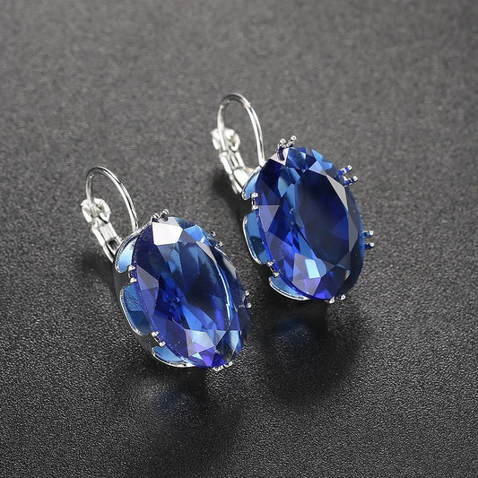 Boucles d'oreilles classiques en pierres précieuses bleues - Lydieannejewelry