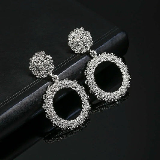 Grandes boucles d'oreilles pendantes rondes vintage en argent - Lydieannejewelry