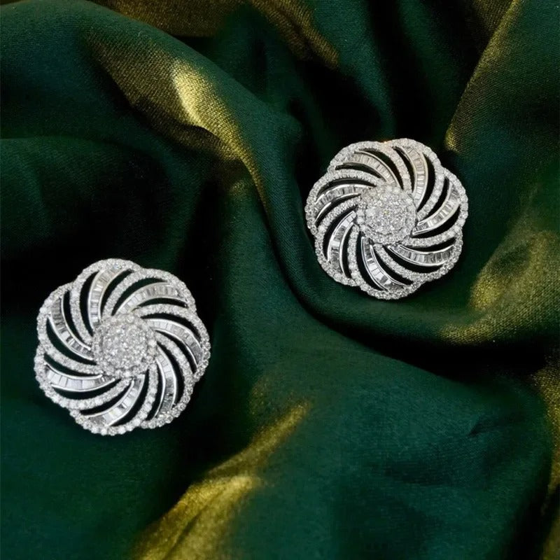 Boucles d'oreilles Silver Sparkle Swirl - Lydieannejewelry
