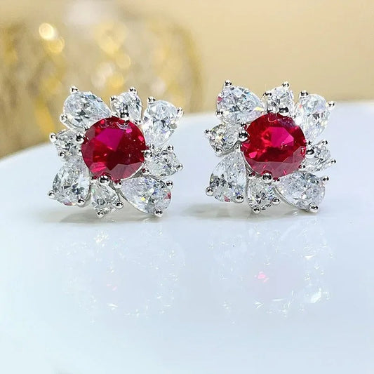 Boucles d'oreilles vintage rouges scintillantes - Lydieannejewelry