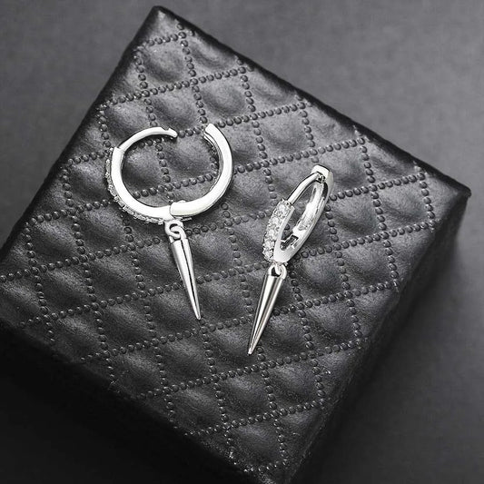 Boucles d'oreilles pendantes en argent et créoles en cristal étincelant - Lydieannejewelry